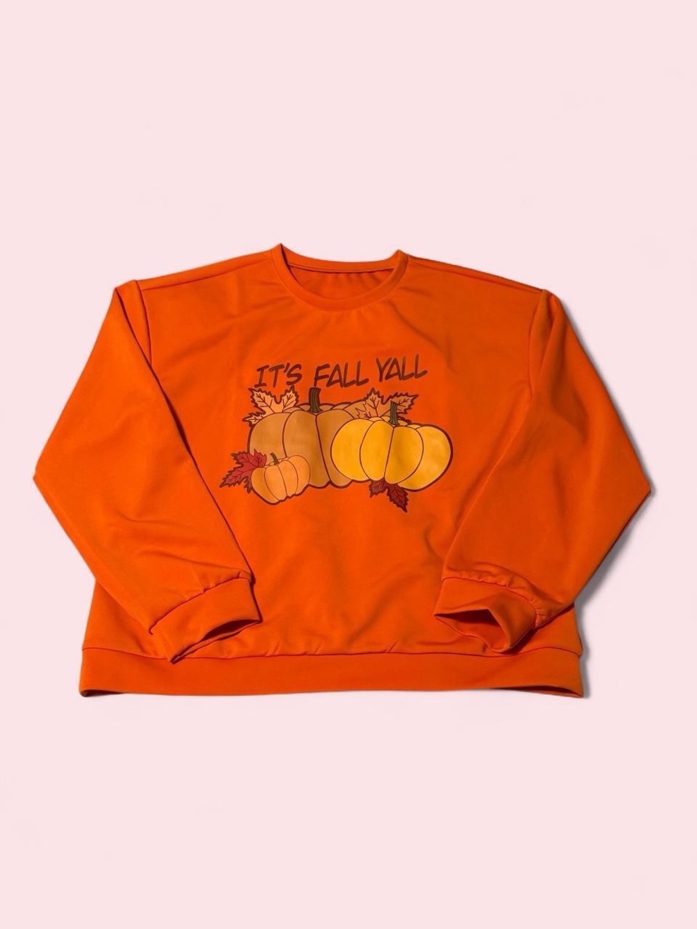 Women's Orange Crewneck Sweatshirt - It's Fall Y'all Pumpkin Graphic